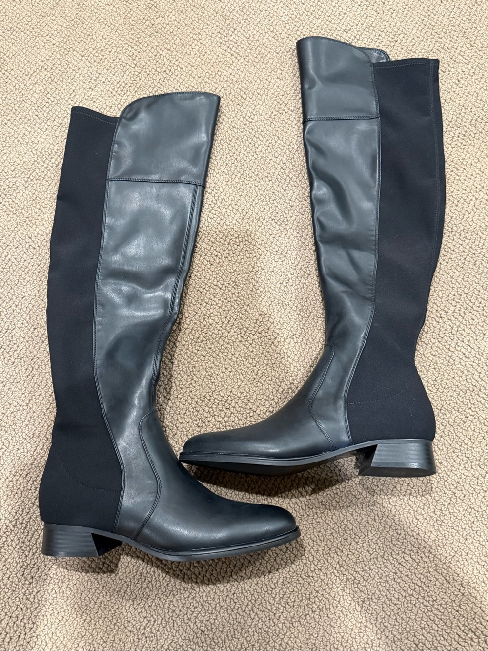 Marc Fisher Two-Tone Black Over-the-Knee Stretch Boots
